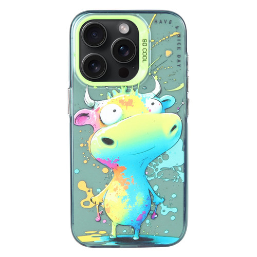 iPhone 13 Pro Animal Pattern Oil Painting Series PC + TPU Phone Case - Colorful Cattle